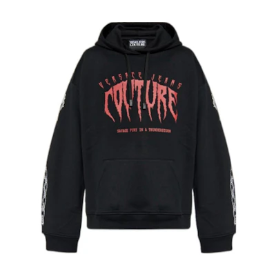 VERSACE JEANS Black Hoodie with Pattern Print. 77GAIE00-CF02E-899