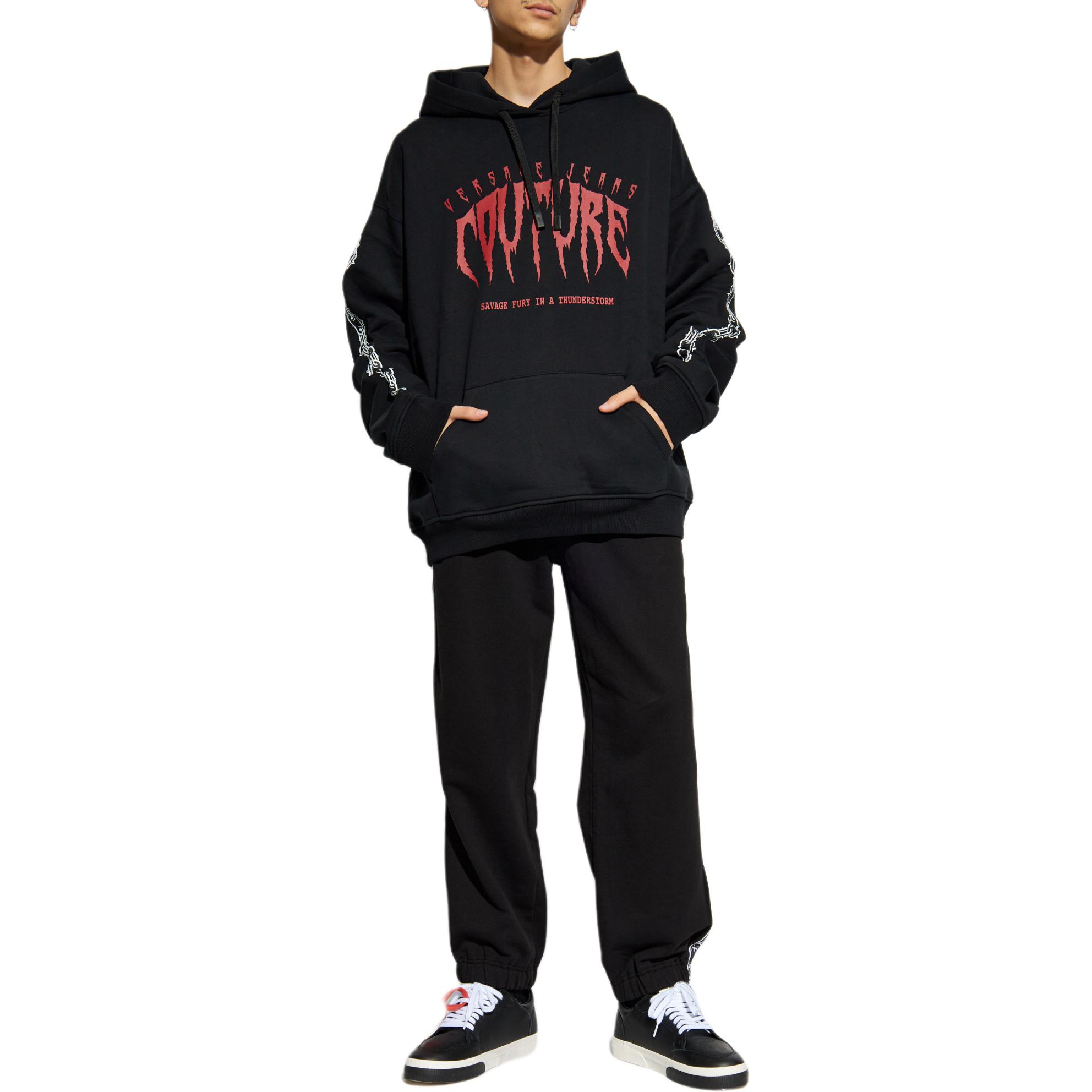 Purchase VERSACE JEANS Hoodie Hitam dengan Cetakan Pola. 77GAIE00-CF02E-899