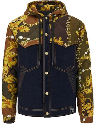 VERSACE JEANS 黑色拼接長袖連帽外套夾克。 75GAS47M-DT024-904 Order VERSACE JEANS 黑色拼接長袖連帽外套夾克。 75GAS47M-DT024-904