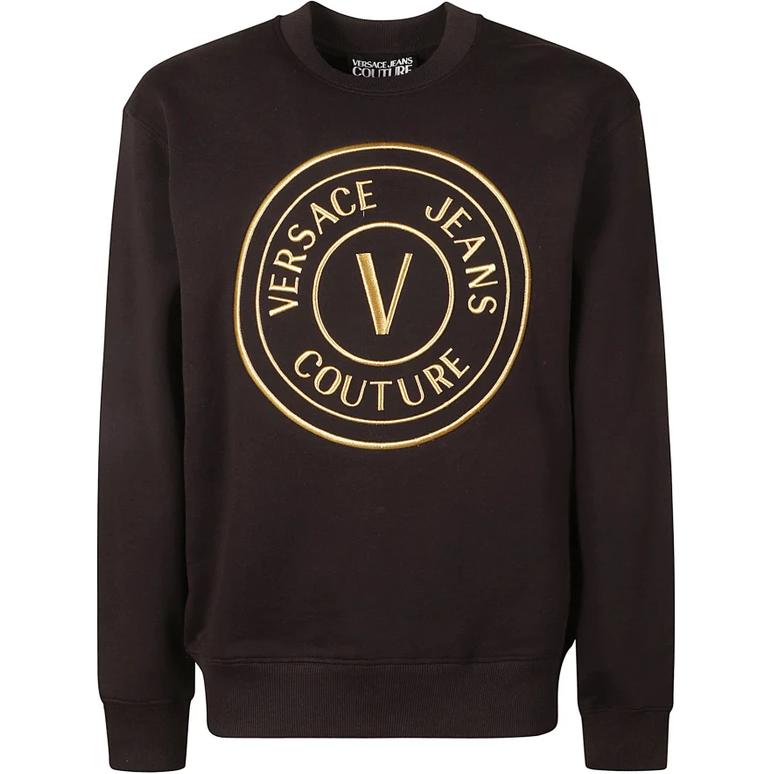 Order VERSACE JEANS  Logo Crewneck Pullover Long Sleeve Sweatshirt Black E76GAIT04-ECF01T-EG89