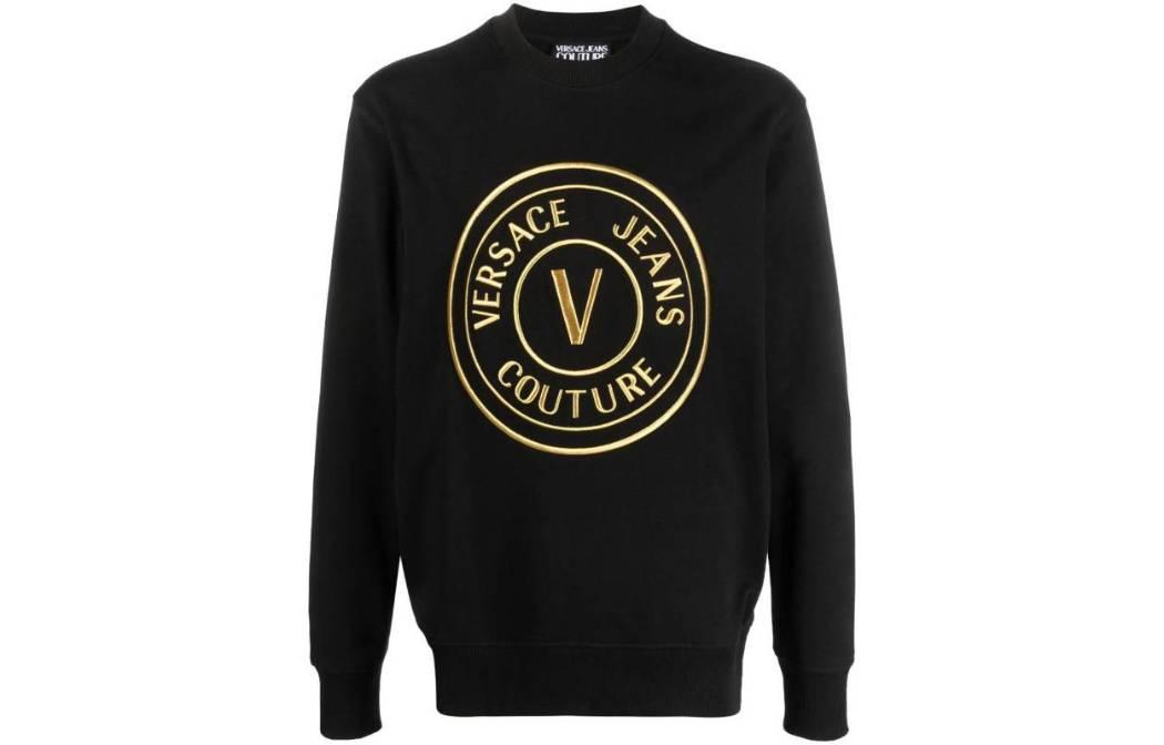 VERSACE JEANS  Logo Embroidered Sweatshirt Black 75GAIT05-CF06T-G89