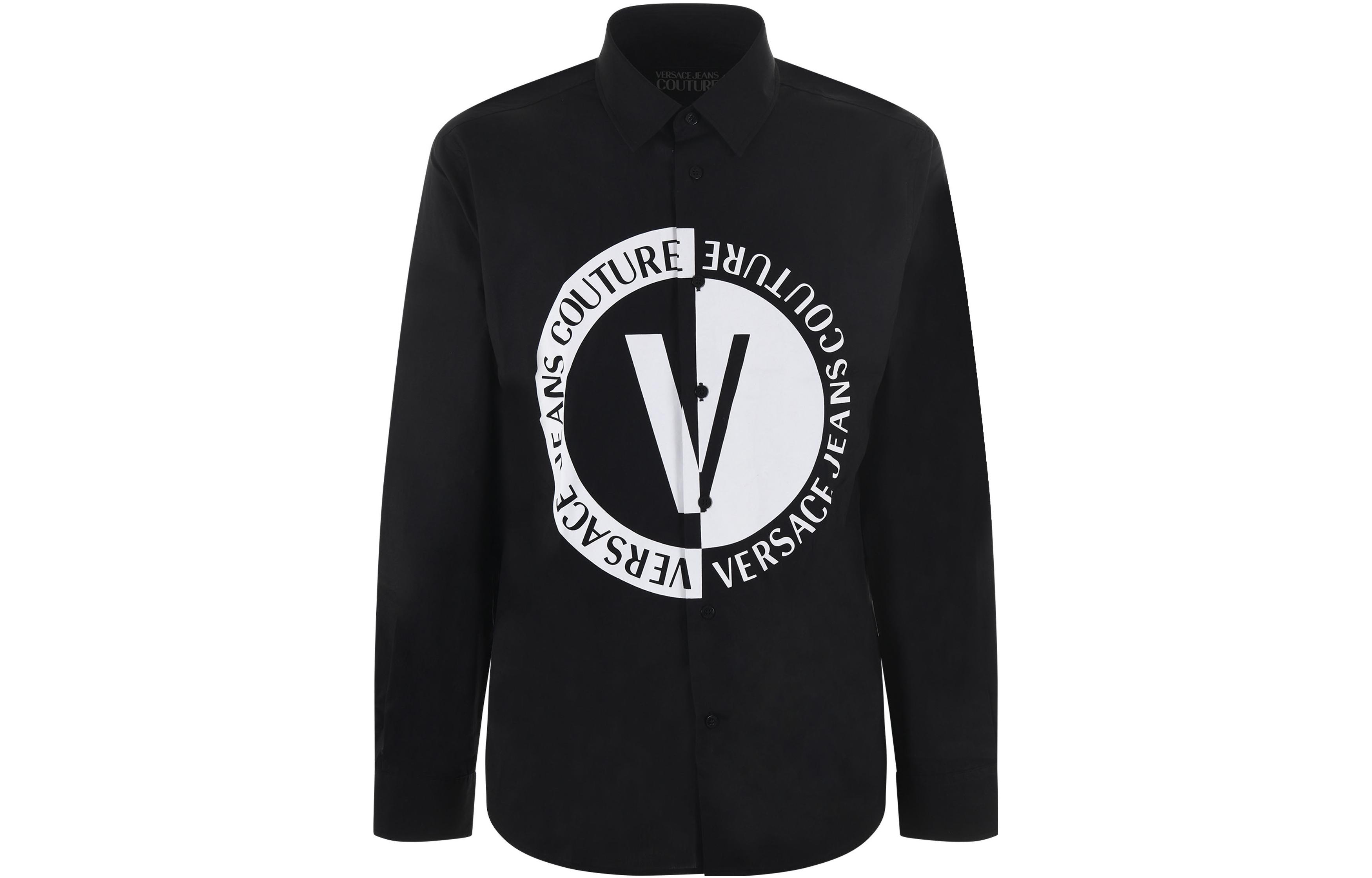 VERSACE Jeans  Long-Sleeve Shirt with Letter Print and Pointed Collar. 74GALY-R0CN0-02899