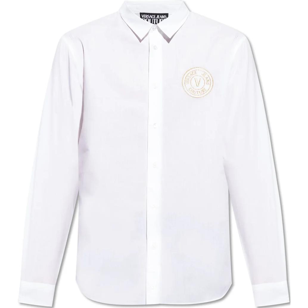 VERSACE JEANS  White Long Sleeve Shirt with Logo Embroidery. 76GALYS-2CN002-EG03