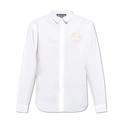 VERSACE JEANS White Long Sleeve Shirt with Logo Embroidery. 76GALYS-2CN002-EG03