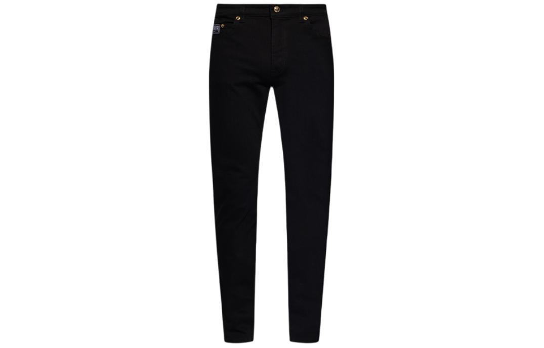 Order 베르사체 진 블랙 미드라이즈 슬림핏 스트레이트 남성 캐주얼 팬츠. 76GAB5S0-CDW00-909