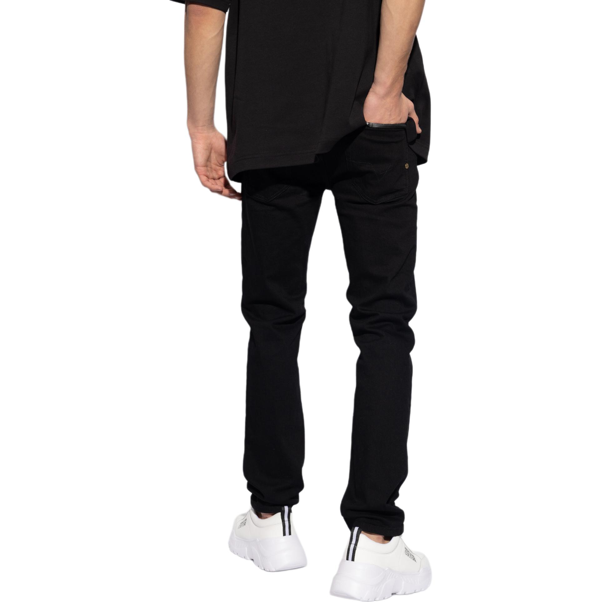 Purchase 베르사체 진 블랙 미드라이즈 슬림핏 스트레이트 남성 캐주얼 팬츠. 76GAB5S0-CDW00-909