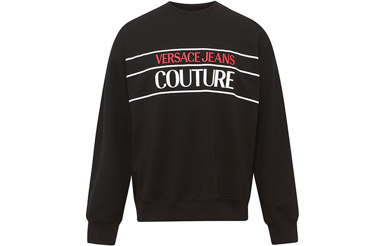 VERSACE JEANS Black Pullover Sweatshirt with Letter Print B7GWA7TS-30318-899 圖 2