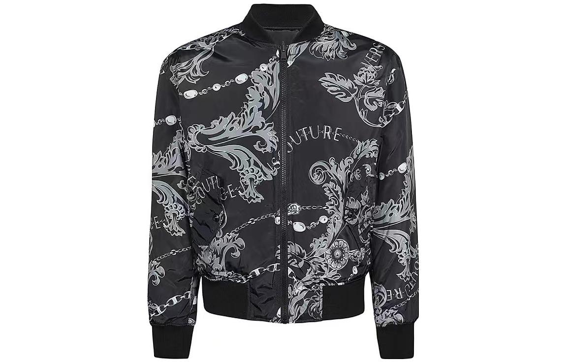 Order VERSACE JEANS COUTURE  Black All-Over Print Reversible Zip-Up Jacket. 75GASD04-CQS70-899