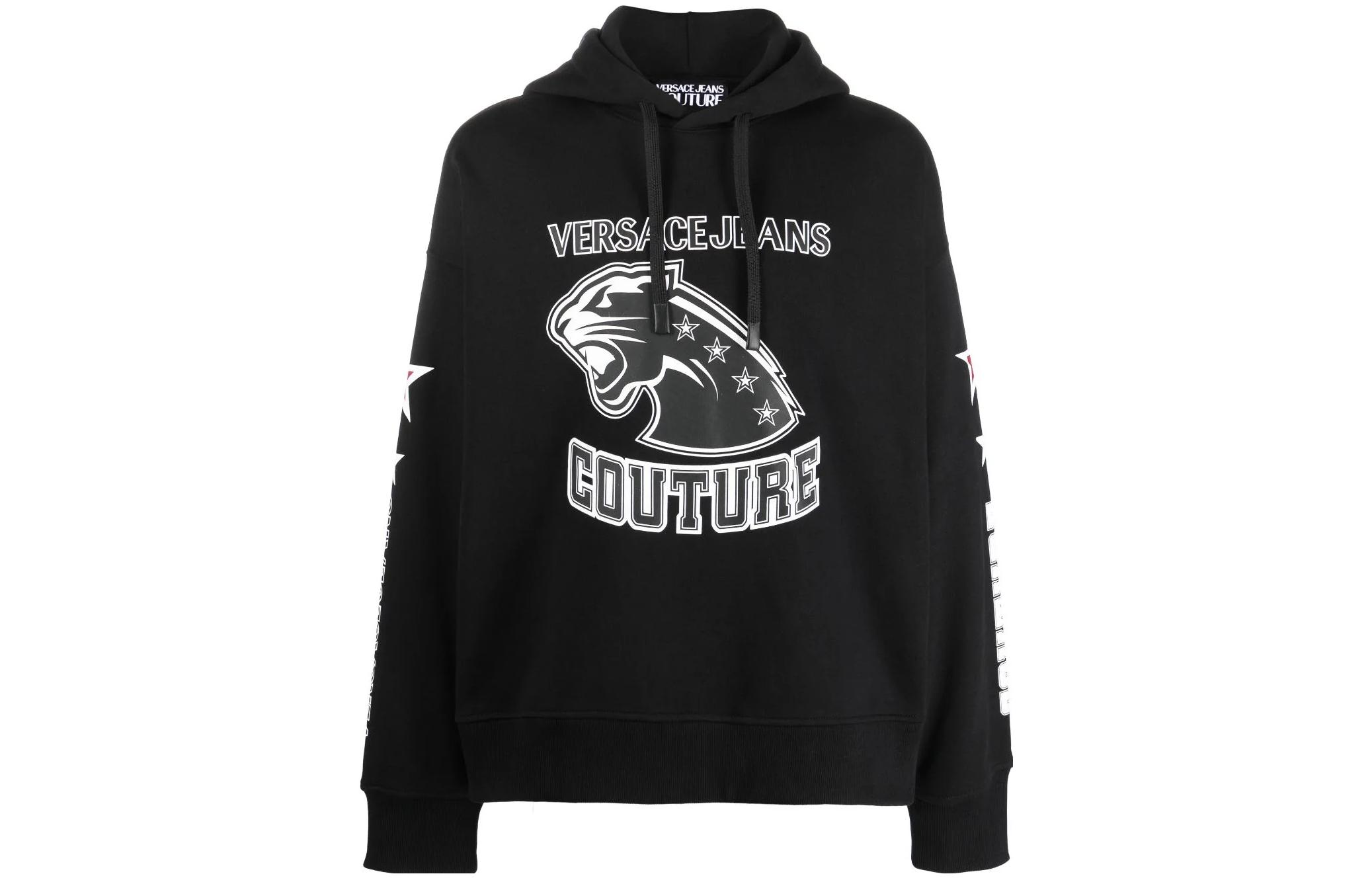 VERSACE JEANS COUTURE  Black Animal Print Logo Sweatshirt. 75GAIE05-CF02E-899