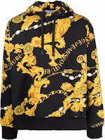 VERSACE JEANS COUTURE Black Drawstring Letter Hoodie Long Sleeve Pullover 75GAI3C0-FS102-G89 VERSACE JEANS COUTURE Black Drawstring Letter Hoodie Long Sleeve Pullover 75GAI3C0-FS102-G89