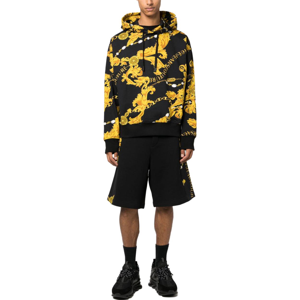 VERSACE JEANS COUTURE  Black Drawstring Letter Hoodie Long Sleeve Pullover 75GAI3C0-FS102-G89 圖 3