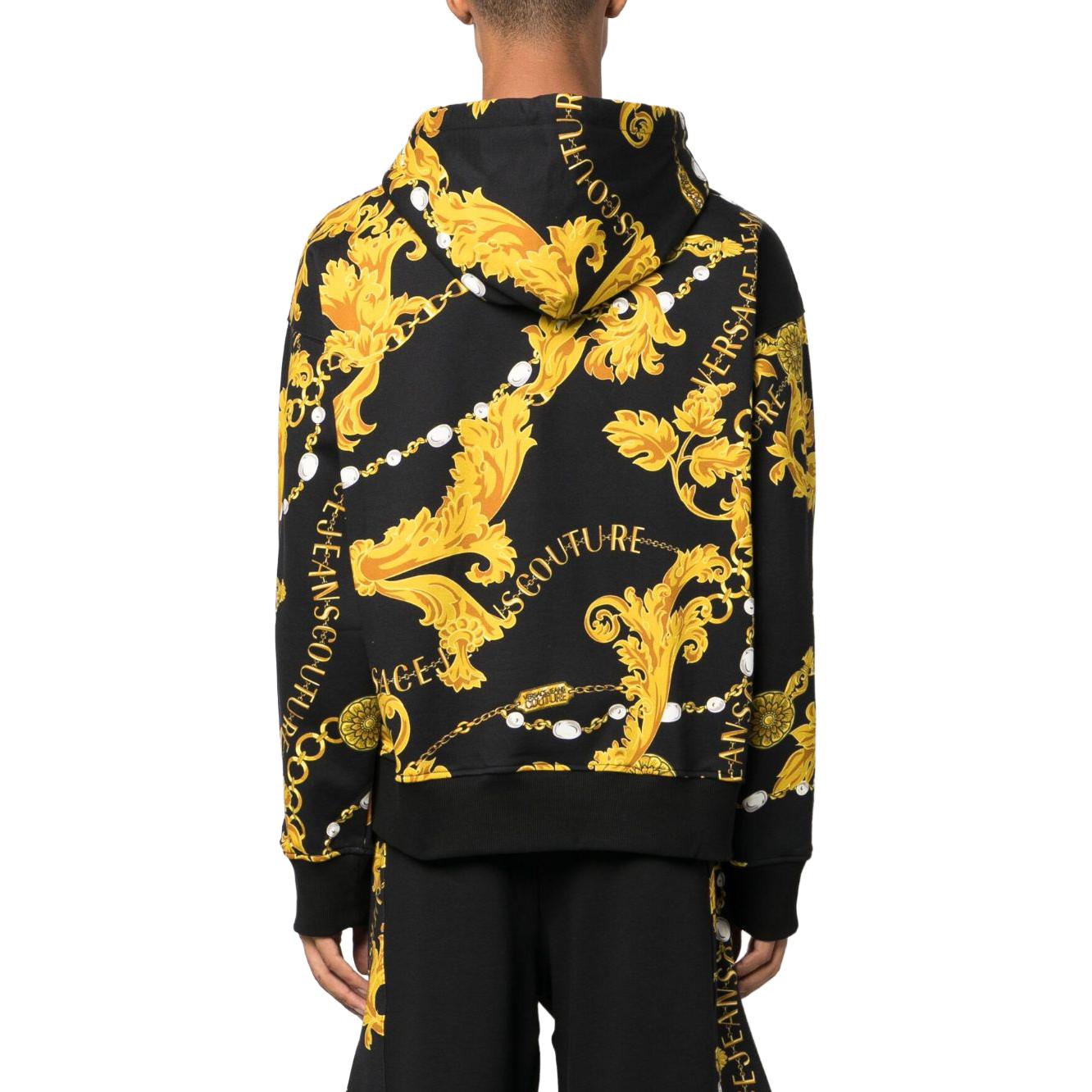 VERSACE JEANS COUTURE  Black Drawstring Letter Hoodie Long Sleeve Pullover 75GAI3C0-FS102-G89 圖 4