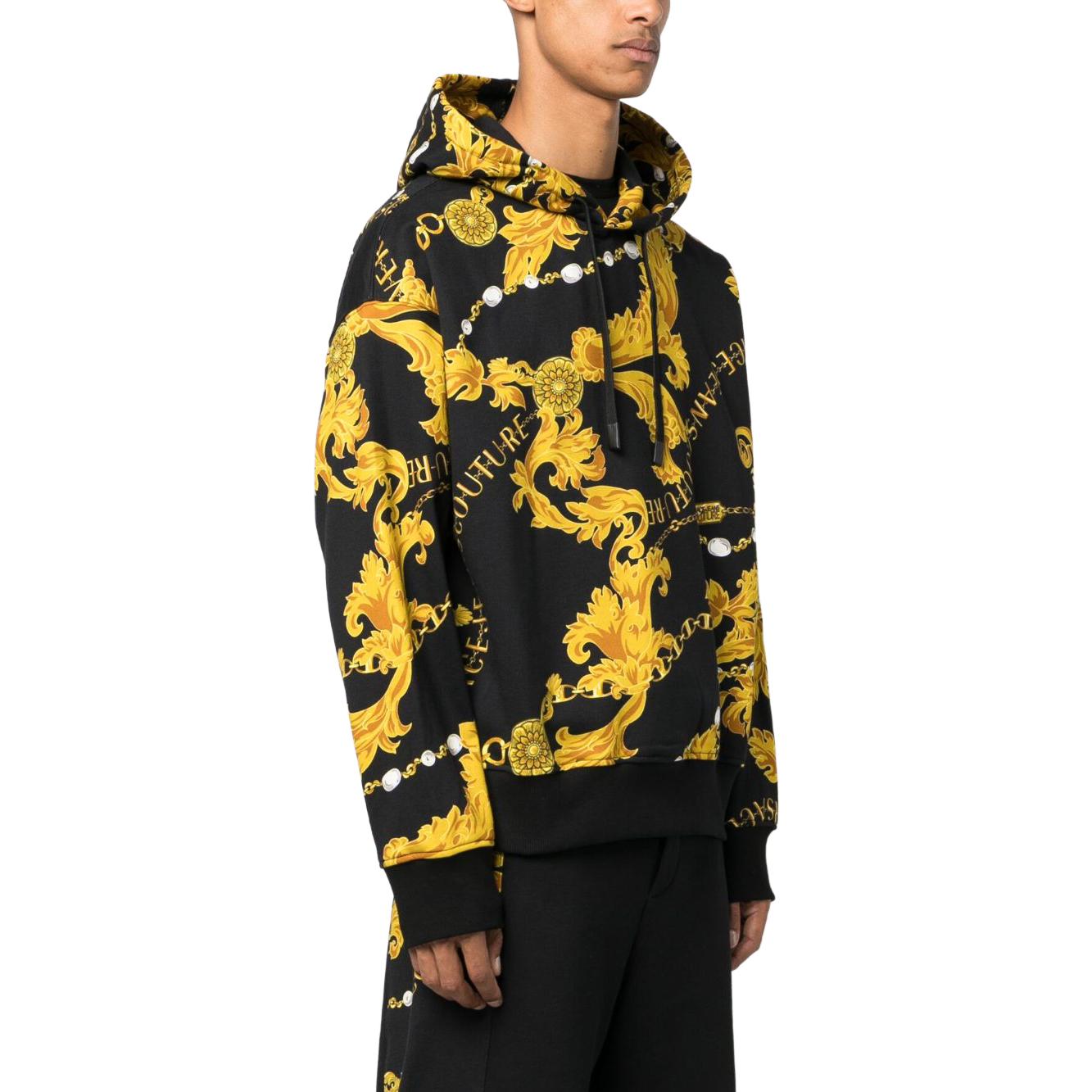 VERSACE JEANS COUTURE  Black Drawstring Letter Hoodie Long Sleeve Pullover 75GAI3C0-FS102-G89 圖 5