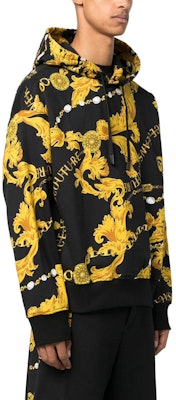 VERSACE JEANS COUTURE 黑色字母抽繩連帽長袖上衣 75GAI3C0-FS102-G89 Purchase VERSACE JEANS COUTURE 黑色字母抽繩連帽長袖上衣 75GAI3C0-FS102-G89