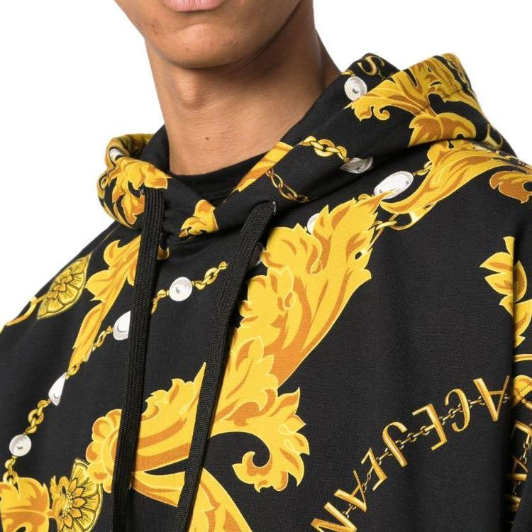 VERSACE JEANS COUTURE  Black Drawstring Letter Hoodie Long Sleeve Pullover 75GAI3C0-FS102-G89 圖 6