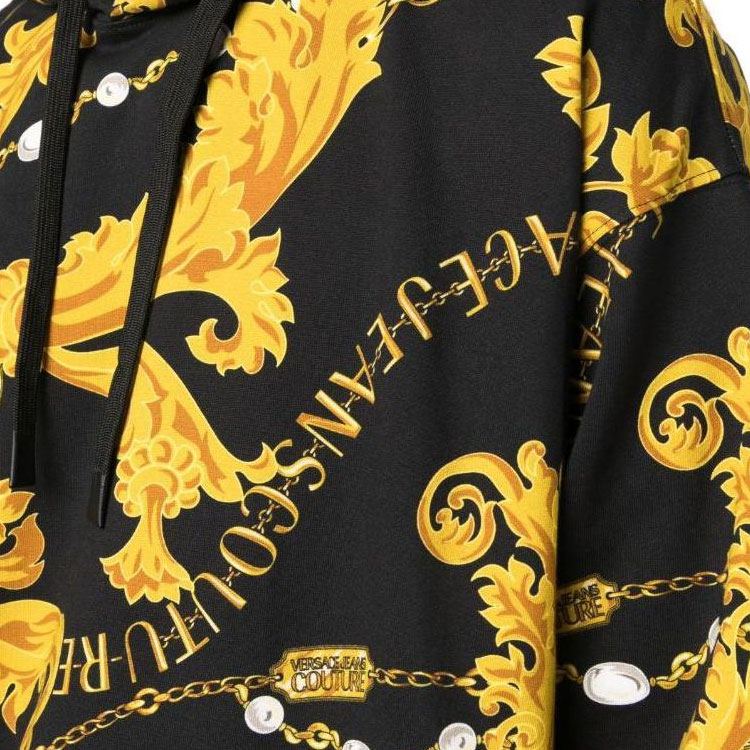 VERSACE JEANS COUTURE  Black Drawstring Letter Hoodie Long Sleeve Pullover 75GAI3C0-FS102-G89 圖 7