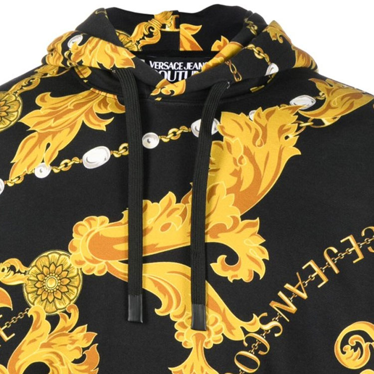 VERSACE JEANS COUTURE  Black Drawstring Letter Hoodie Long Sleeve Pullover 75GAI3C0-FS102-G89 圖 8