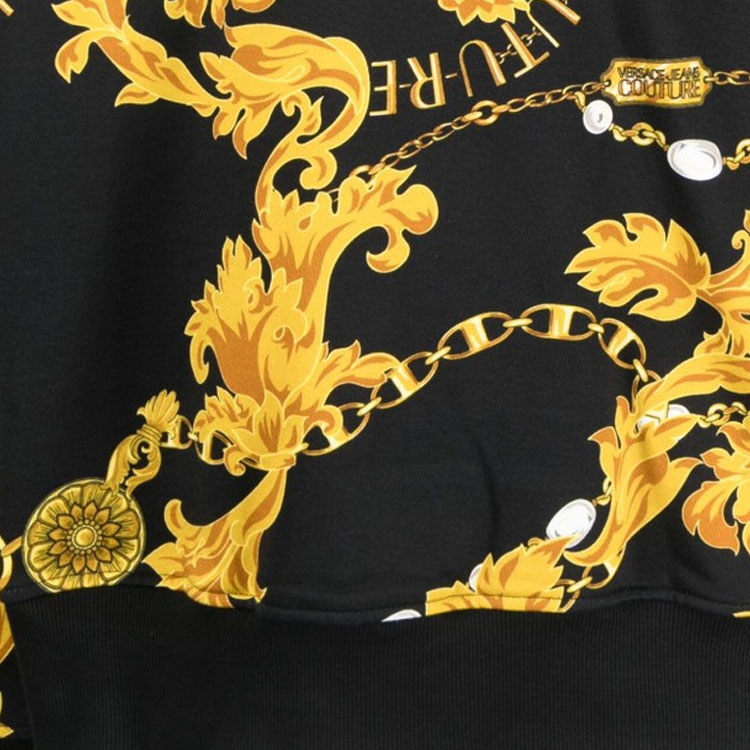 VERSACE JEANS COUTURE  Black Drawstring Letter Hoodie Long Sleeve Pullover 75GAI3C0-FS102-G89 圖 9