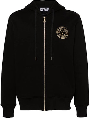 VERSACE JEANS COUTURE Black Hoodie Jacket with Logo Embroidery Zip-up. 77GAIT00-CF00T-G89 Buy VERSACE JEANS COUTURE Black Hoodie Jacket with Logo Embroidery Zip-up. 77GAIT00-CF00T-G89