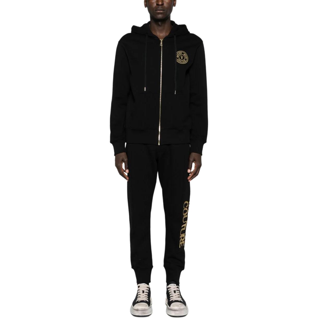 Lookbook VERSACE JEANS COUTURE  Black Hoodie Jacket with Logo Embroidery Zip-up. 77GAIT00-CF00T-G89