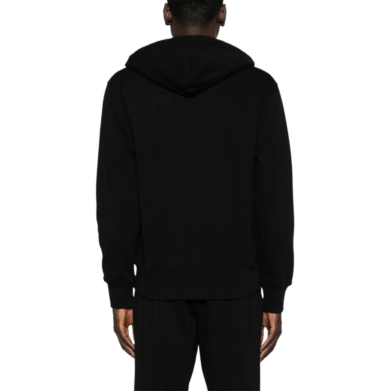 Shop VERSACE JEANS COUTURE  Black Hoodie Jacket with Logo Embroidery Zip-up. 77GAIT00-CF00T-G89