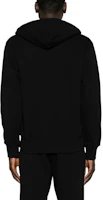 Shop VERSACE JEANS COUTURE 黑色連帽外套 拉鍊設計 刺繡Logo。 77GAIT00-CF00T-G89