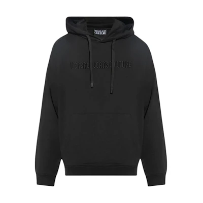 VERSACE JEANS COUTURE Black Hoodie with Letter Print Design 77GAIC01-CF02C-899