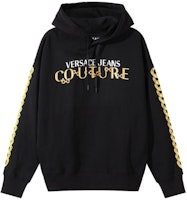 VERSACE JEANS COUTURE Black Hoodie with SS24 Logo Print Design. 75GAIF01-CF00F-G89 VERSACE JEANS COUTURE Black Hoodie with SS24 Logo Print Design. 75GAIF01-CF00F-G89