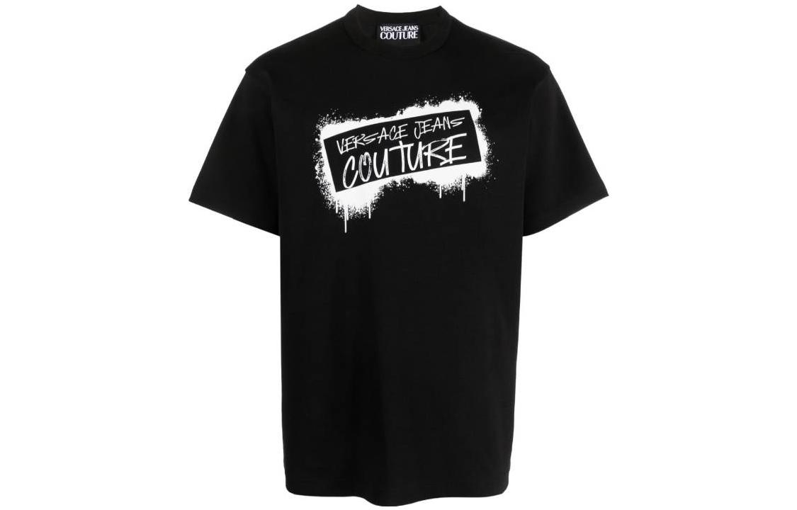 Order VERSACE JEANS COUTURE  Black Letter Print Crewneck T-Shirt 75GAHT14-CJ02O-899
