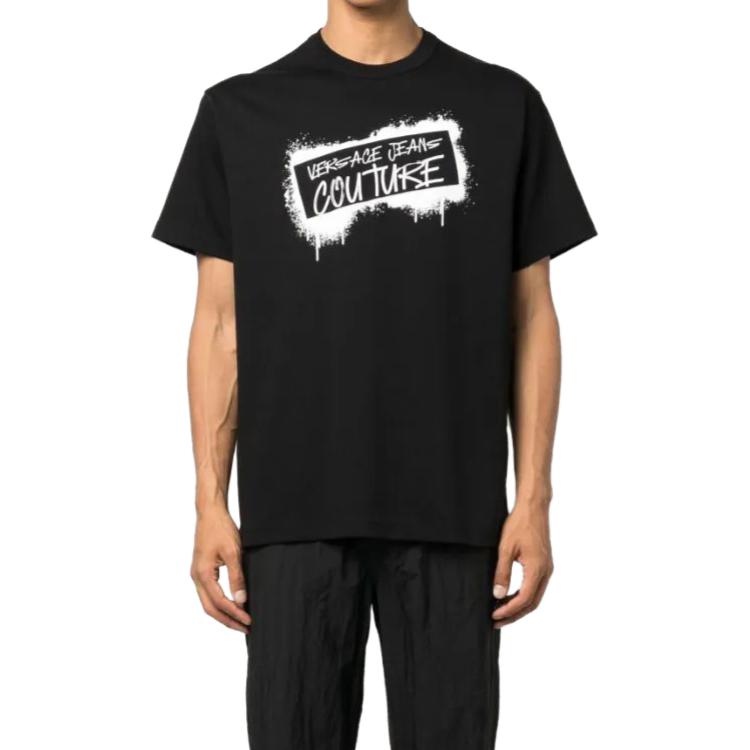 Lookbook VERSACE JEANS COUTURE  Black Letter Print Crewneck T-Shirt 75GAHT14-CJ02O-899