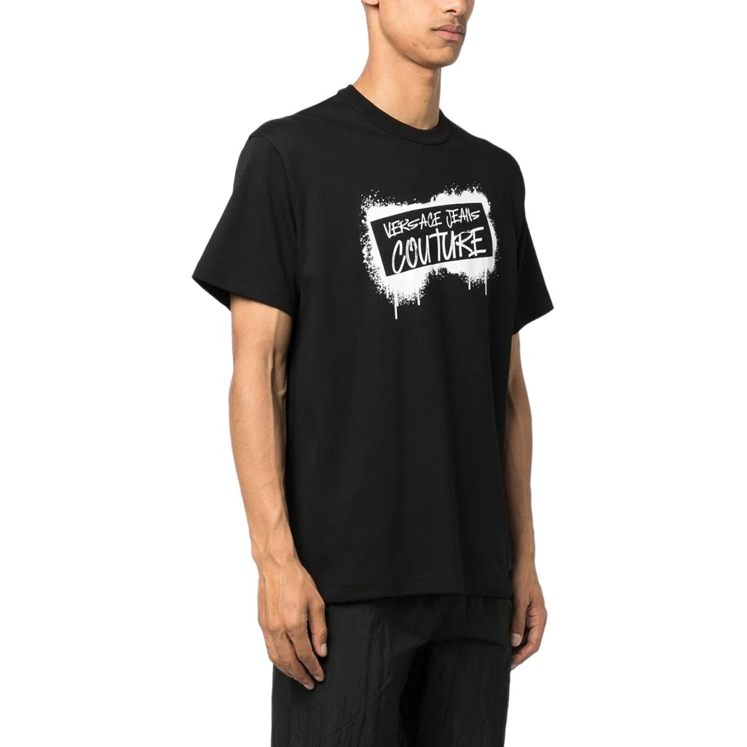 Details for VERSACE JEANS COUTURE  Black Letter Print Crewneck T-Shirt 75GAHT14-CJ02O-899
