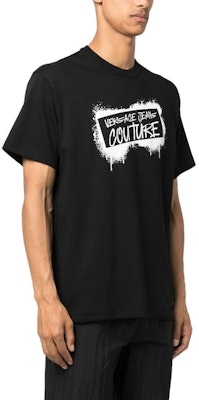 VERSACE JEANS COUTURE Black Letter Print Crewneck T-Shirt 75GAHT14-CJ02O-899 Details for VERSACE JEANS COUTURE Black Letter Print Crewneck T-Shirt 75GAHT14-CJ02O-899