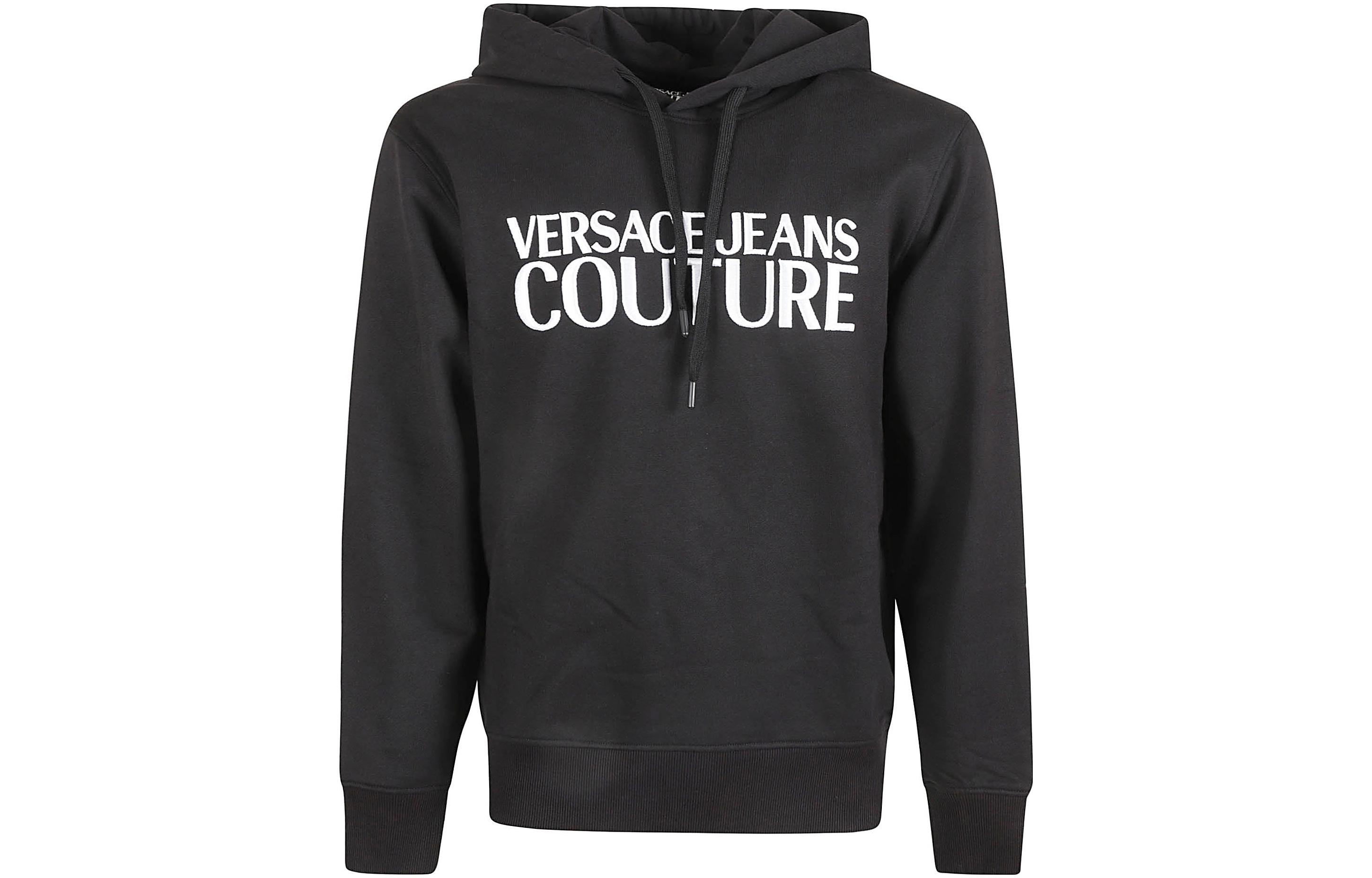 VERSACE JEANS COUTURE  Black Letter Print Pullover Hoodie. 75GAIT0-2CF06-T899