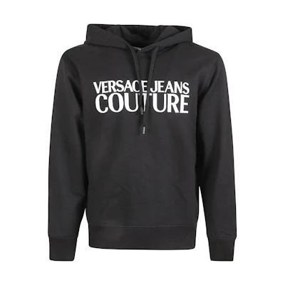 VERSACE JEANS COUTURE Black Letter Print Pullover Hoodie. 75GAIT0-2CF06-T899