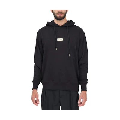 VERSACE JEANS COUTURE Black Logo Hoodie. 77GAIT08CF00T899