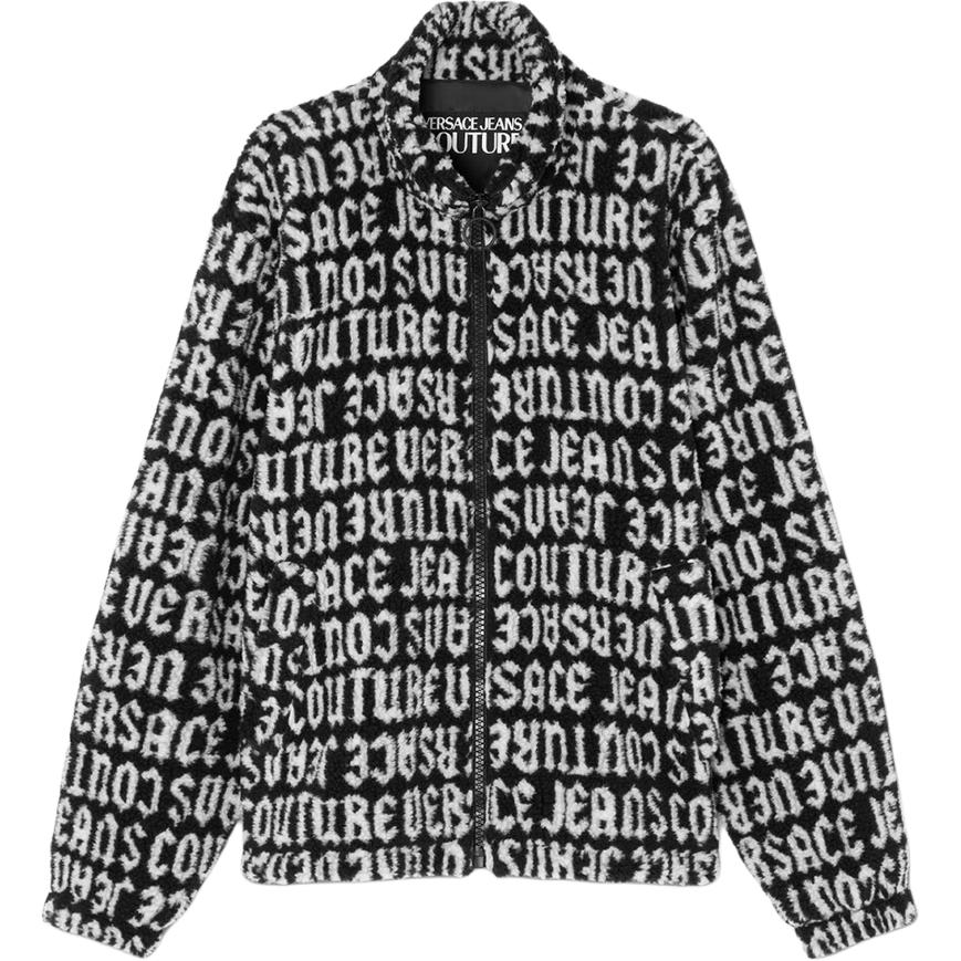 VERSACE JEANS COUTURE  Black Monogram Print High Neck Zip Jacket E77GAS426-EU0019-EL01