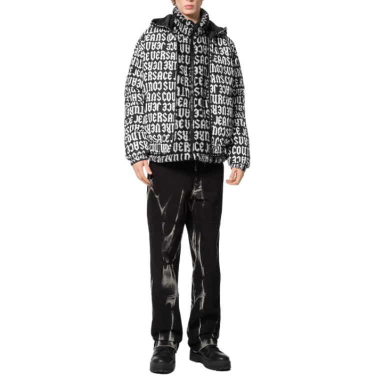 Lookbook VERSACE JEANS COUTURE  Black Monogram Print High Neck Zip Jacket E77GAS426-EU0019-EL01