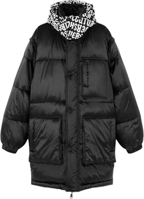 VERSACE JEANS COUTURE Black Parka with Logo Print and Detachable Hood. E77GAS428-ECQD61-E899 Order VERSACE JEANS COUTURE Black Parka with Logo Print and Detachable Hood. E77GAS428-ECQD61-E899