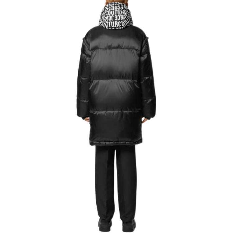 Purchase VERSACE JEANS COUTURE  Black Parka with Logo Print and Detachable Hood. E77GAS428-ECQD61-E899