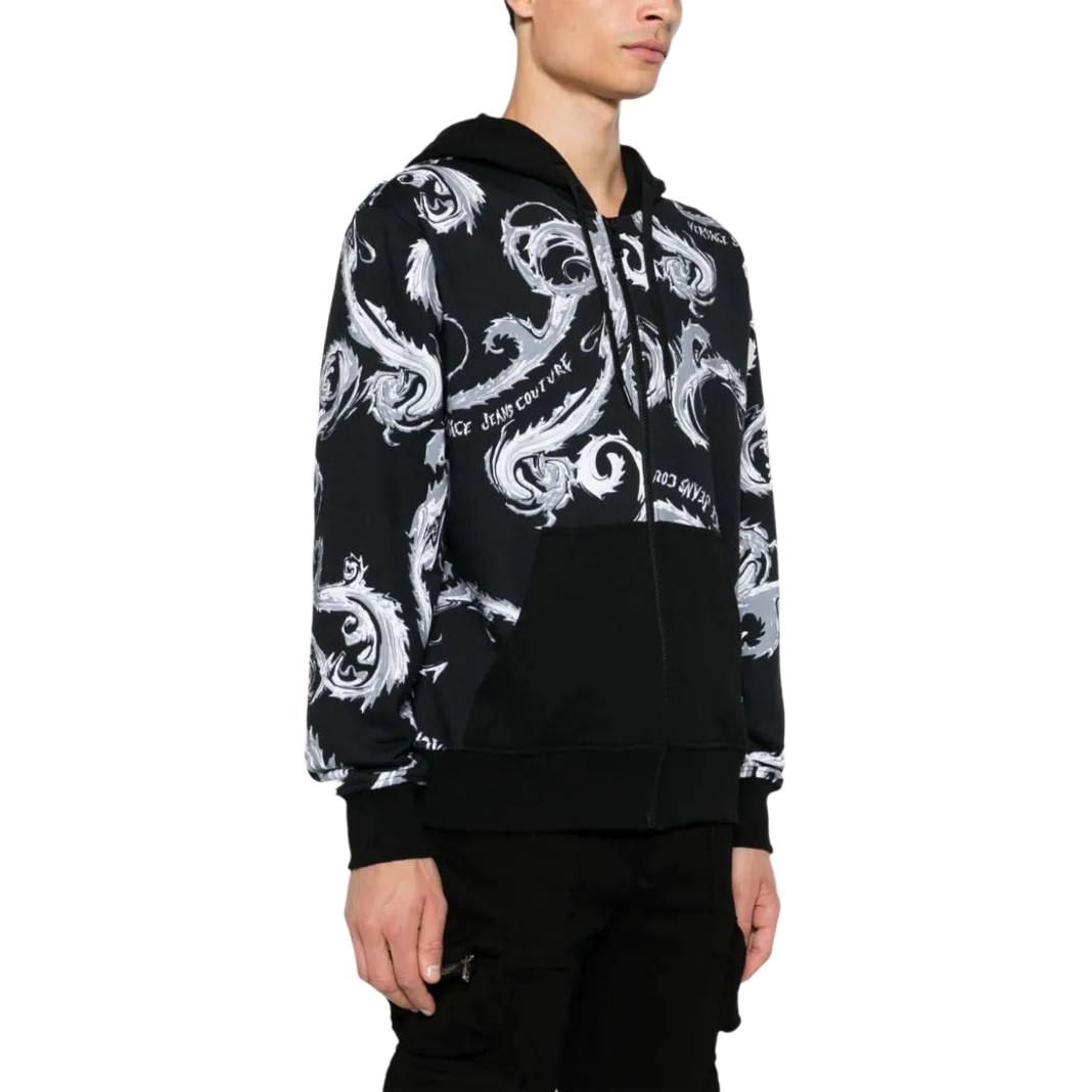 Purchase 베르사체 진스 쿠튀르 블랙 패턴 후드 집업 재킷 77GAI3Z1-FS161-KJ2