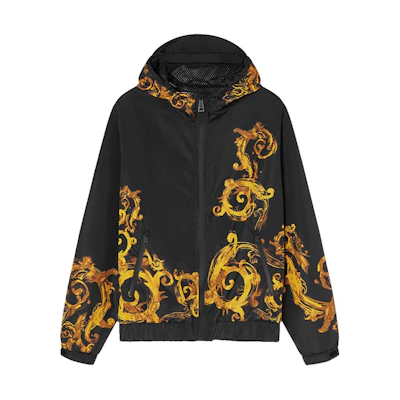 VERSACE JEANS COUTURE Black Printed Hoodie Zip-Up Jacket. 76GAS406-CQS86-G89