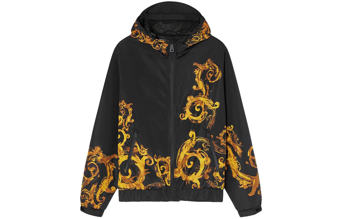 Order VERSACE JEANS COUTURE 黑色印花連帽拉鍊外套 76GAS406-CQS86-G89