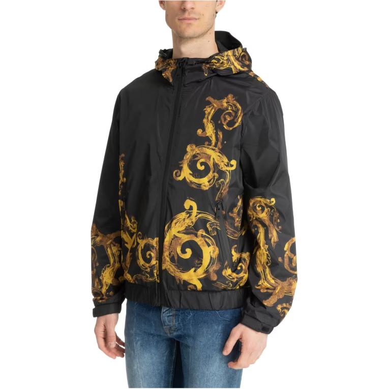 Purchase VERSACE JEANS COUTURE 黑色印花連帽拉鍊外套 76GAS406-CQS86-G89