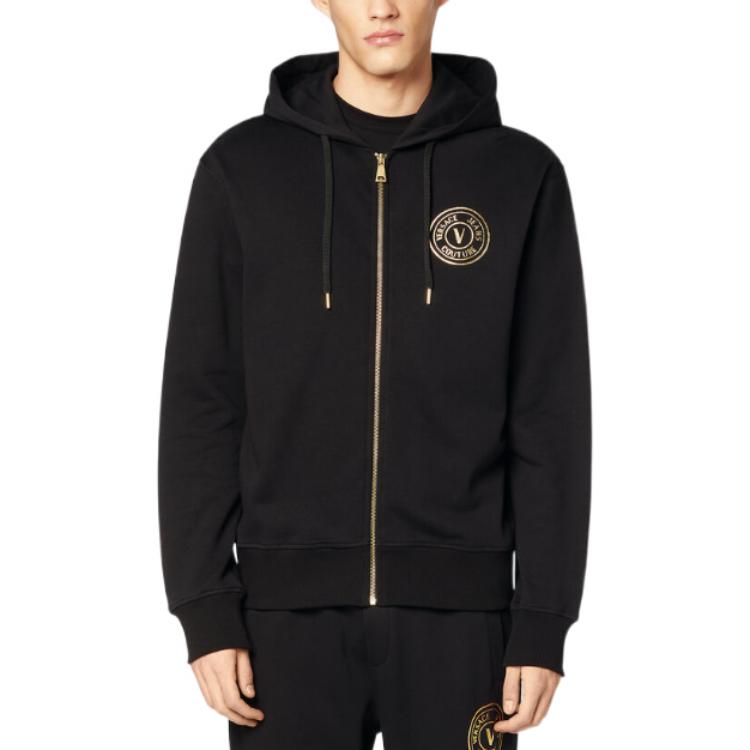 Details for VERSACE JEANS COUTURE 黑色V標誌拉繩拉鍊連帽外套 E73GAIT06-ECF00T-EG89
