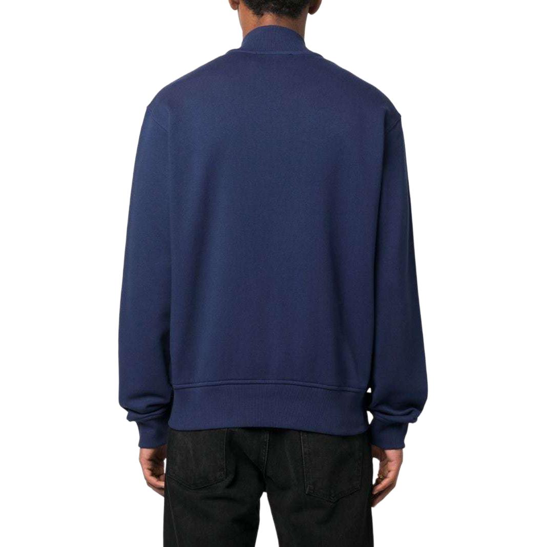 Shop VERSACE JEANS COUTURE  Blue Letter Print Zip Bomber Jacket 75GAIG07-CF00G-238