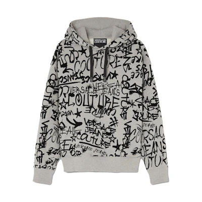 VERSACE JEANS COUTURE Graffiti Print Hoodie in Grey. 75GAI3C0-FS095-802