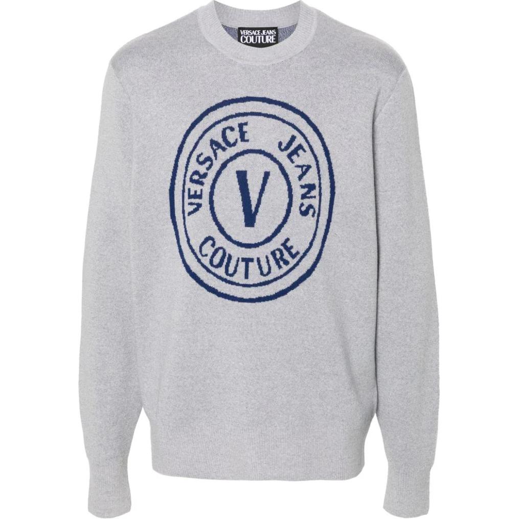 VERSACE JEANS COUTURE  Grey Circle Pattern Crewneck Sweater 77GAFM0-2CMH42-816