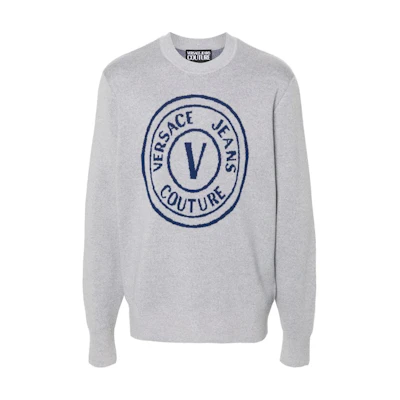 VERSACE JEANS COUTURE Grey Circle Pattern Crewneck Sweater 77GAFM0-2CMH42-816
