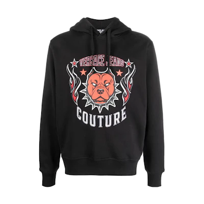 VERSACE JEANS COUTURE Logo Animal Print Hoodie - Black. 75GAIE03-CF02E-899