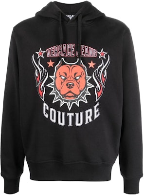 Sudadera con Capucha Negro de VERSACE JEANS COUTURE con Logo y Estampado Animal. 75GAIE03-CF02E-899 Order Sudadera con Capucha Negro de VERSACE JEANS COUTURE con Logo y Estampado Animal. 75GAIE03-CF02E-899